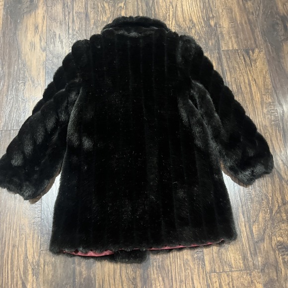 Vintage American Signature Made In USA Woman Faux Fur Coat Size 14 Dark Brown - Picture 2 of 8